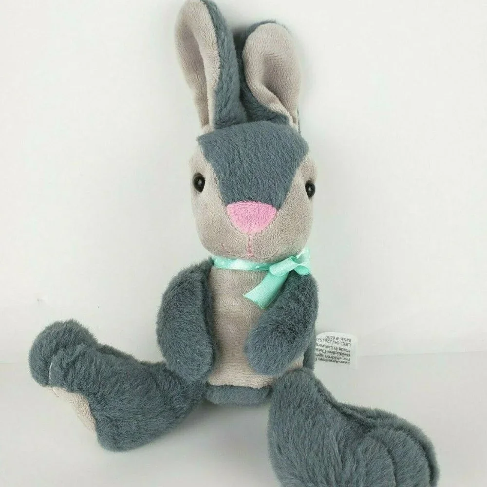 10“ InterAmerican Products Gray Bunny Rabbit W/Polka Dot Bowtie Lovey Plush NWOT